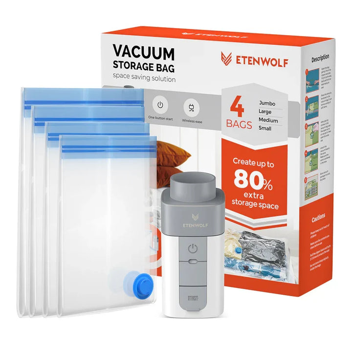Kit de Bolsas de Vacío con Bomba Inalámbrica Recargable – Etenwolf