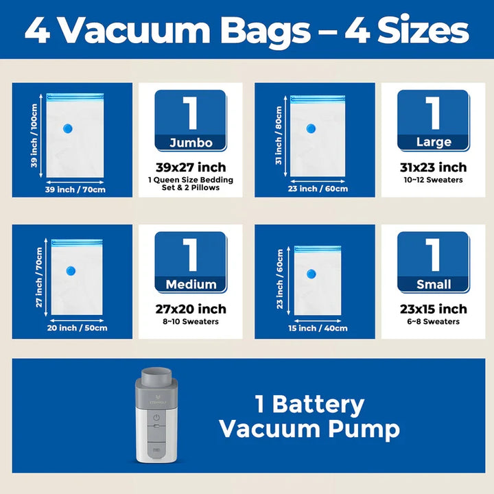 Kit de Bolsas de Vacío con Bomba Inalámbrica Recargable – Etenwolf