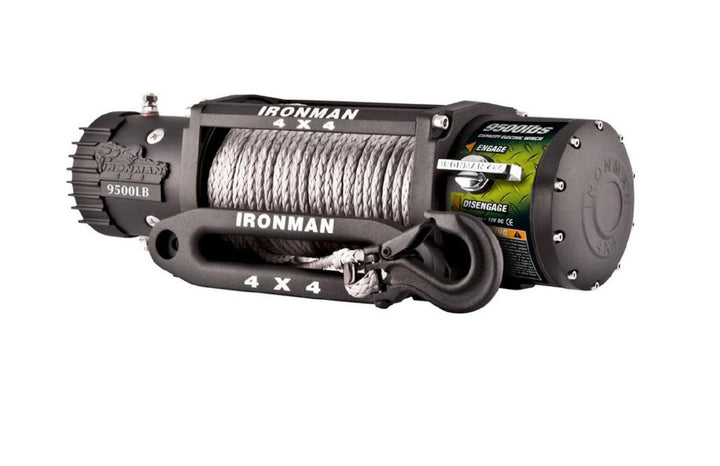Winche Eléctrico 12V 9.500 lb con Piola Sintética – Ironman 4x4
