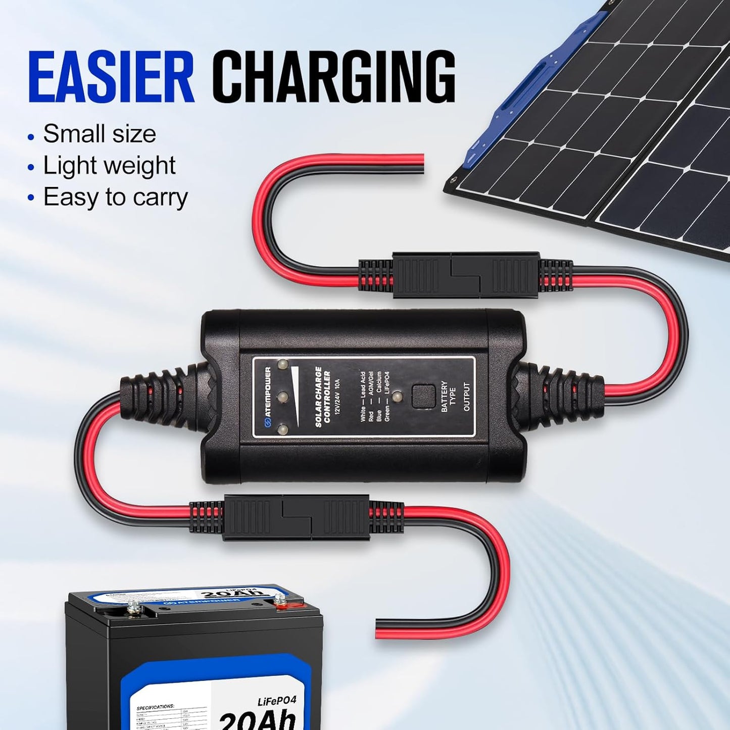 Controlador de carga solar MPPT 10a | Atempower