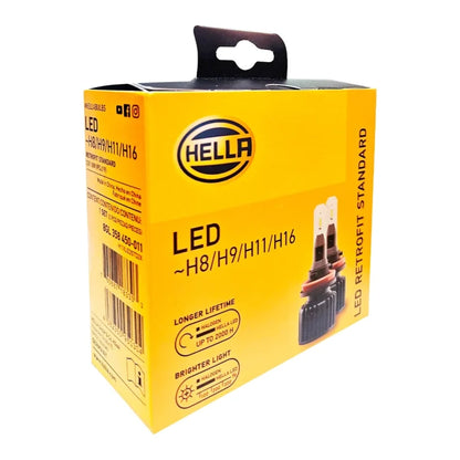Par de Ampolletas LED H8/H9/H11/H16 12/24 V 15/18 W 6.0 K Standard – Hella
