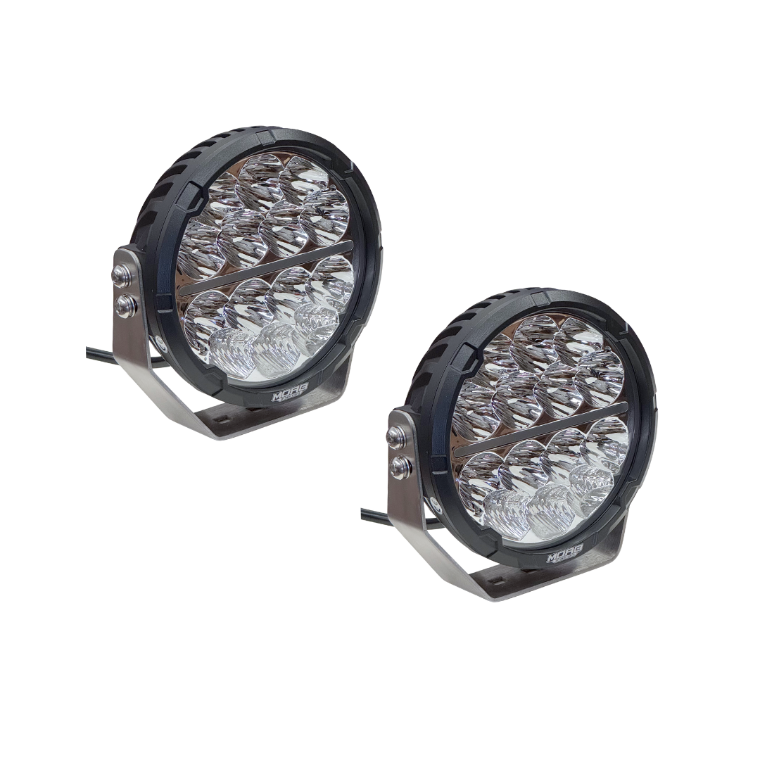 Par de focos LED MOAB 6.5" 75W. Incluye tapas protectoras negras. Incluye ramal completo.