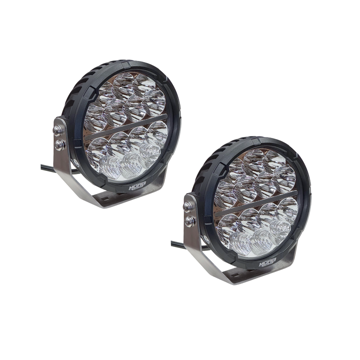 Par de focos LED MOAB 6.5" 75W. Incluye tapas protectoras negras. Incluye ramal completo.