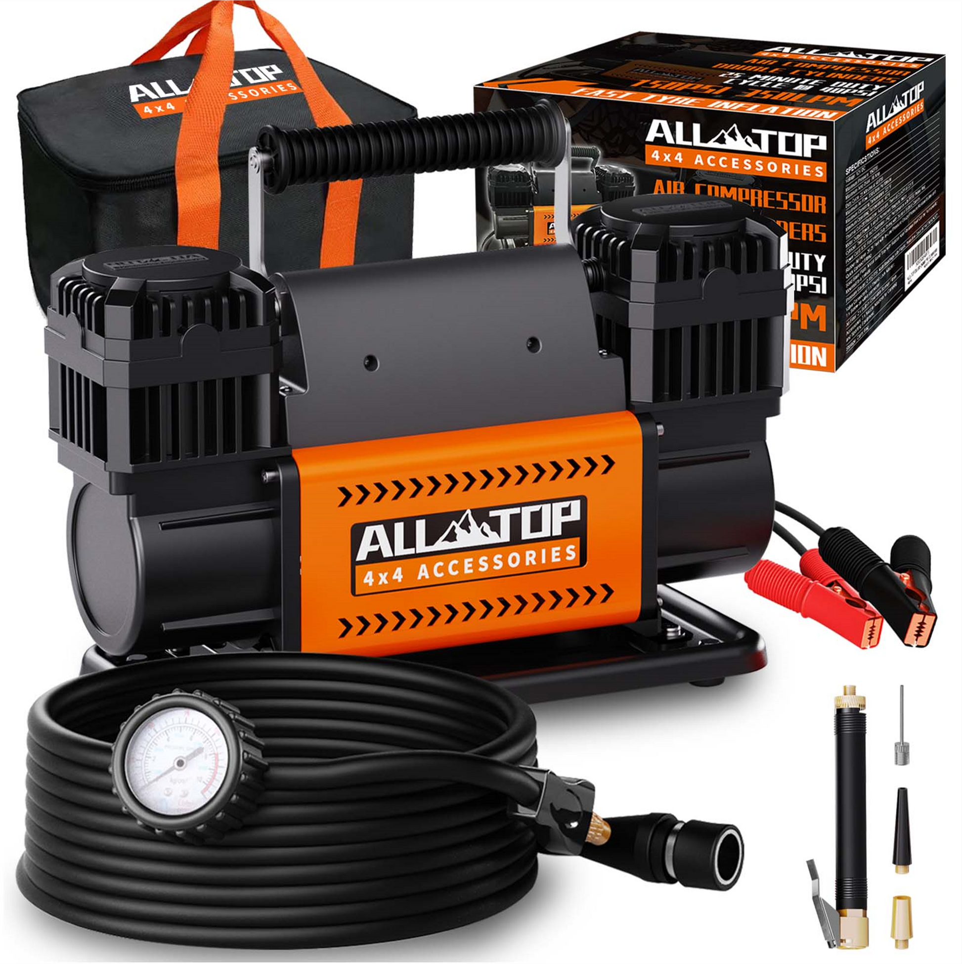 Pack de Inflado y Desinflado ALL-TOP con compresor de aire, manguera y accesorios para su uso en 4x4