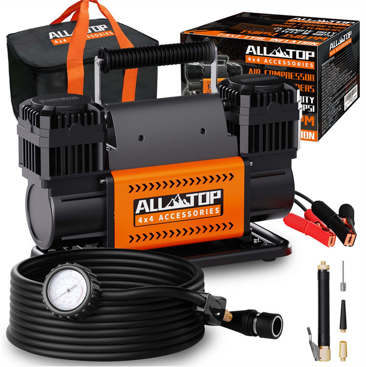 Pack de Inflado y Desinflado con Compresor 300 LPM, Manguera 4 Vías y Desinfladores – ALL-TOP