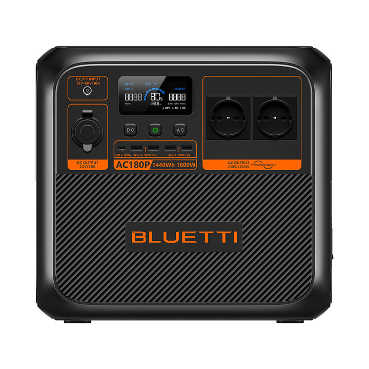 Estación de Energía AC180P con Capacidad de 1.440 Wh y Potencia de 1.800 W AC – Bluetti