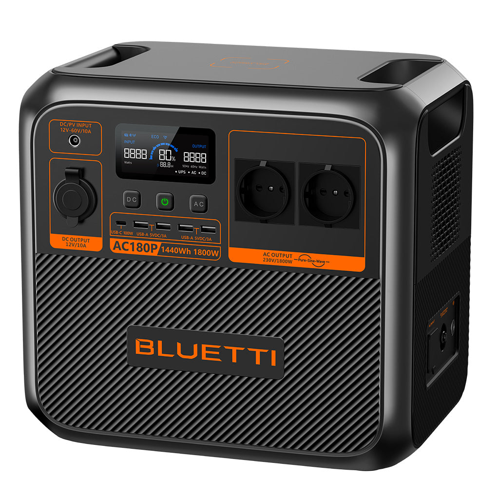 Estación de Energía AC180P con Capacidad de 1.440 Wh y Potencia de 1.800 W AC – Bluetti