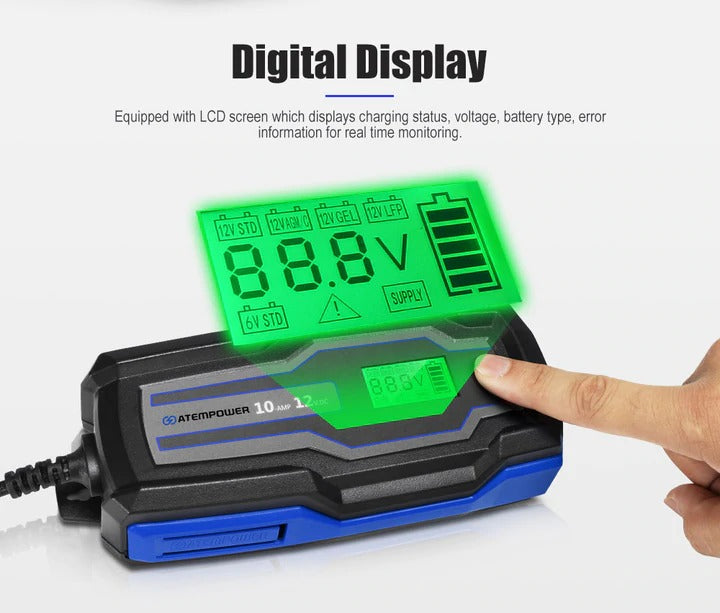 Cargador de bateria inteligente 10a 6v 12v | Atempower