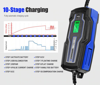 Cargador de bateria inteligente 10a 6v 12v | Atempower