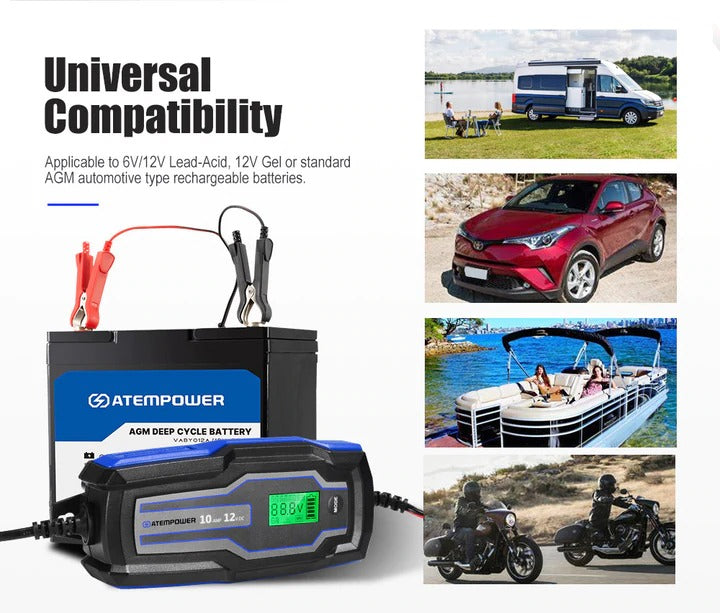 Cargador de bateria inteligente 10a 6v 12v | Atempower