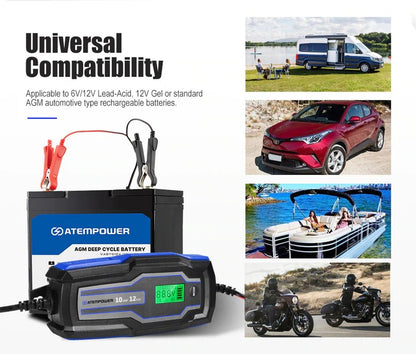 Cargador de bateria inteligente 10a 6v 12v | Atempower