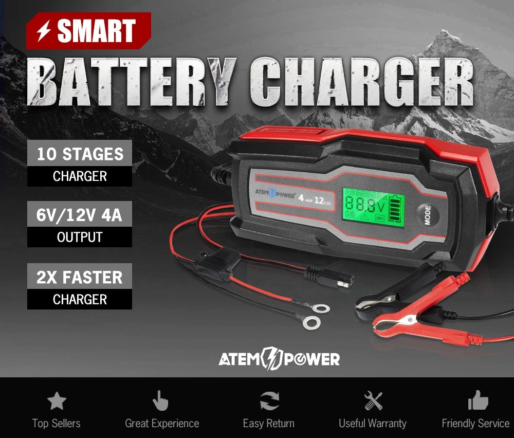 Cargador de Bateria Inteligente 4A 12V | Atempower