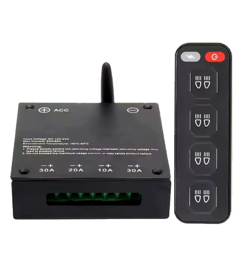 Panel de Control Remoto 4 Canales 12/24V con Capacidad Total de 60A – MOAB