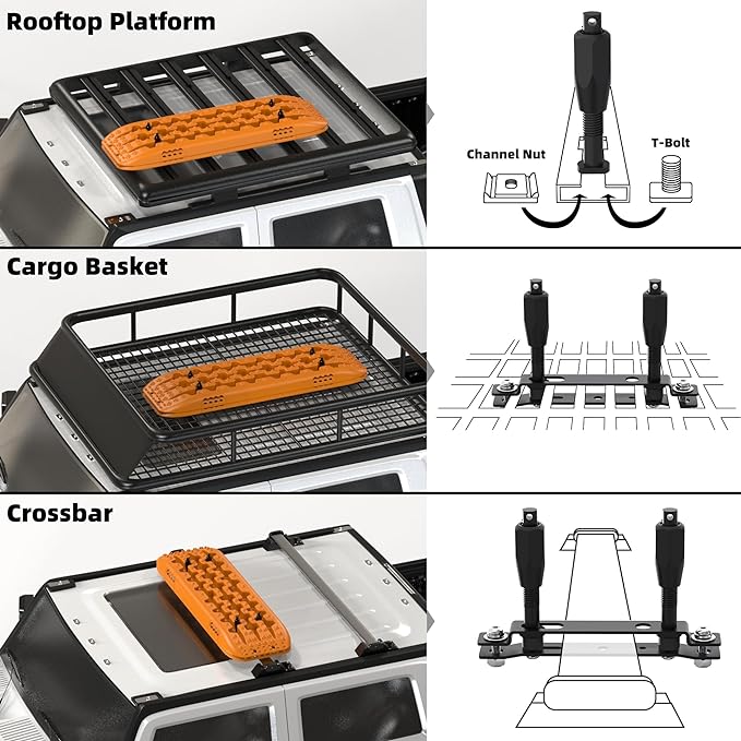Kit de Montaje ALL-TOP para herramientas off-road con plataforma en techo, cesta de carga y barra transversal