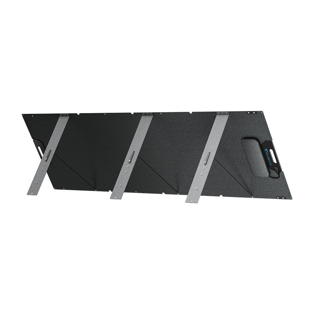 Panel Solar Plegable 350W de Bluetti con diseño portátil y soporte ajustable para carga eficiente