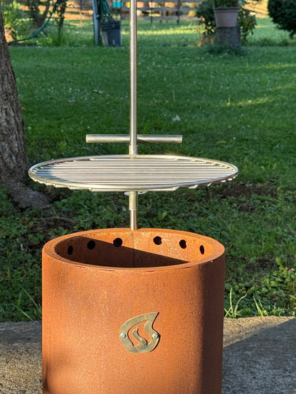 Parrilla inoxidable Humos para camping con estructura de metal resistente y base de acero oxidado