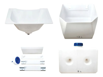 Kit Baño Seco WildRover con tanque de 12 litros y depósito de 5 litros en plástico blanco